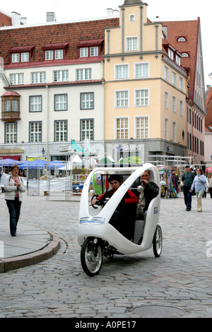 Pedal taxi for tourists in the old town of Tallinn Estonia Stock Photo