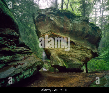 Sandstone at Hocking Hills State Park, Ohio. This is an example of ...