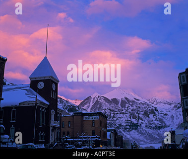 Telluride at sunset Telluride Historic District Colorado Stock Photo