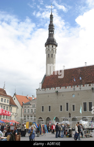 The town hall and square in the old town area of Tallinn Estonia Stock Photo