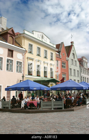 Cafe in the town hall square in the old town in Tallinn Estonia Stock Photo