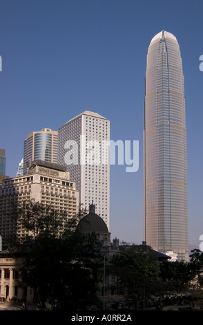 dh Financial district buildings CENTRAL HONG KONG Mandarin Hotel Jardine House and IFC building tower blocks Stock Photo
