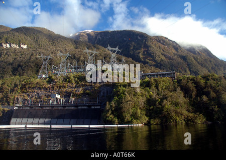 Manapouri Power Station on Lake Manapouri Fiordland National Park New Zealand No PR Stock Photo