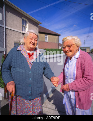 two friendly old women having a chat Stock Photo