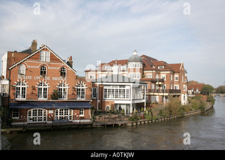 Buildings on the bank of the River Thames in Windsor. Stock Photo