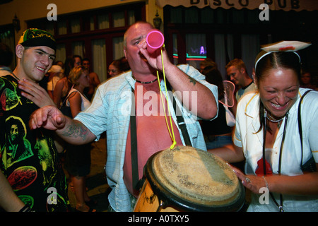 Ayia Napa, Cyprus. English tourists outside a bar on the main square Seferis Platea. Hen Party Stock Photo