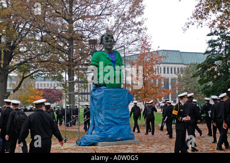 Tecumseh figurehead of USS Delaware, with students' adornments Stock Photo