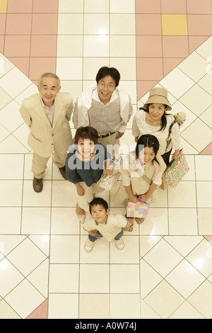 High angle view of a family at a shopping mall Stock Photo