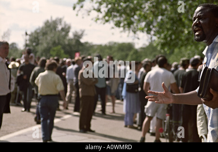 United Kingdom, England, London. Christian evangelist without an audience at Speakers Corner in Hyde Park Stock Photo