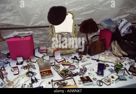 ENGLAND LONDON Stall holder refected in mirror at Greenwhich Market Stock Photo