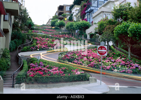 famous crooked winding road called Lombard Street in San Francisco