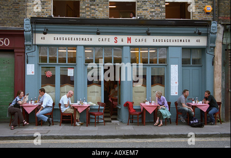 Traditional pie and mash diner near Brick Lane market in the east end of London, UK Stock Photo