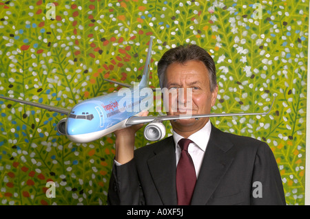 Michael Frenzel, chairman of the TUI AG with a model airplane Stock Photo