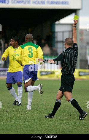 Brazil 3 Luizano runs off with back to referee receiving yellow card Northern Ireland v Brazil Stock Photo