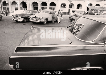 CUBA HAVANA Taxi drivers wait for fares at Parque Central in Habana Vieja Stock Photo