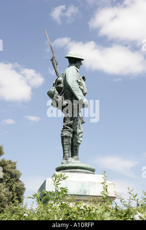 The War Memorial Sodier in first war uniform Evesham Stock Photo