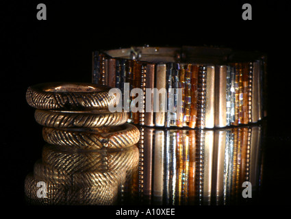 Jewellery Bracelet Ring Trinket Bead Beading Reflection Stock Photo