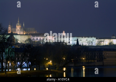 night view of the hradcany castle prague czech republic in christmas time Stock Photo