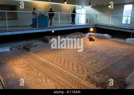 The Hypocaust Roman Mosaic Floor - Verulamium Park - St Albans - Hertfordshire Stock Photo