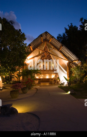 Evening, Pearl Beach Resort Reception, Bora Bora Lagoon, French Polynesia, Stock Photo