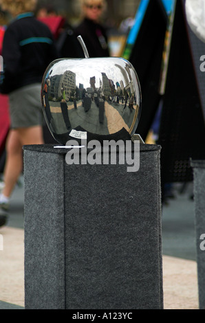 Sculpture of an apple at an art exhibition and sale in Union Square, San Francisco, California, USA Stock Photo