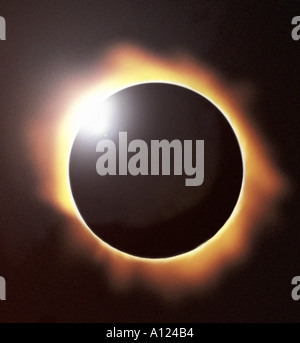 Total eclipse of the sun showing diamond ring effect Stock Photo