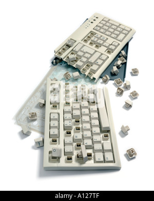 Smashed computer keyboard Stock Photo