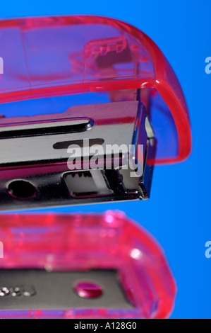 Pink office stapler detail Stock Photo