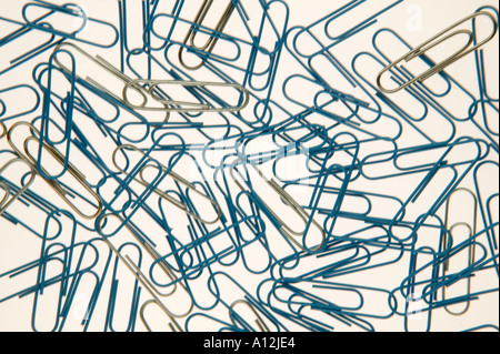 Multi Coloured paper Clips on white background Stock Photo