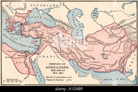 Map of the empire of Alexander the Great ( 4th century BC ), showing ...