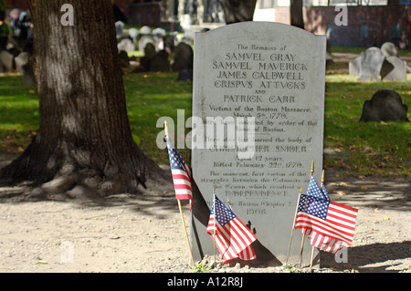 Boston Massacre victims grave Old Granary Burying Ground in Boston Massachusetts. Digital photograph Stock Photo