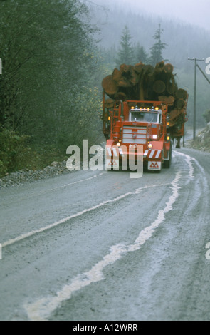 A logging truck in Carmanah Forest on Vancouver Island, BC, Canada Stock Photo