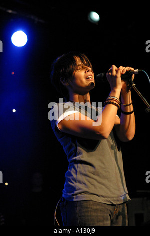 Alex Parks, winner of the Fame Academy Final, during a TV interview at ...