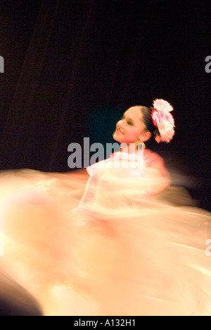 Mexican ballet dancer in white costume in blurred motion Stock Photo