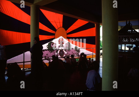 A giant Tibetan flag on display in McLeod Ganj, Dharamsala, Himachal Pradesh, northern India. Stock Photo