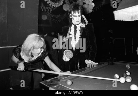 New Romantics playing Pool night club Charing Cross central London. England 1980s UK HOMER SYKES Stock Photo