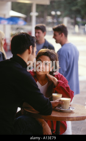 Young couple talk over coffee Stock Photo