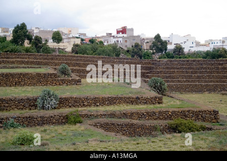 Aboriginal Guanche culture prehistoric pyramids at Guimar Tenerife Canary Islands link old and new world structures Stock Photo