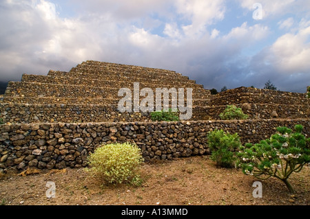 Aboriginal Guanche culture prehistoric pyramids at Guimar Tenerife Canary Islands link old and new world structures Stock Photo