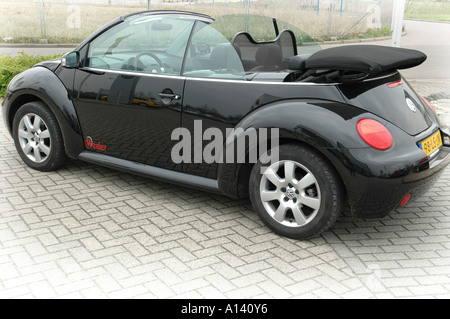 new VW beetle Convertible with open top Stock Photo