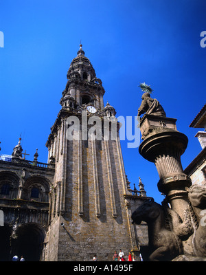 Spain Galicia Santiago de Campostela church monastery statue of the holy Jacobus Stock Photo