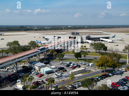 Monorail system transports passengers between main terminal and aircraft boarding area at Tampa International Airport Florida Stock Photo