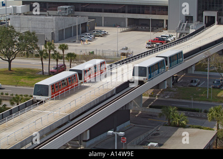 Monorail system transports passengers between main terminal and aircraft boarding area at Tampa International Airport Florida Stock Photo