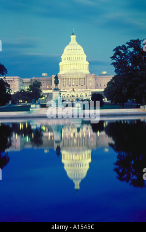 View of the west side of the United States Capitol building in Washington D C at dusk Stock Photo