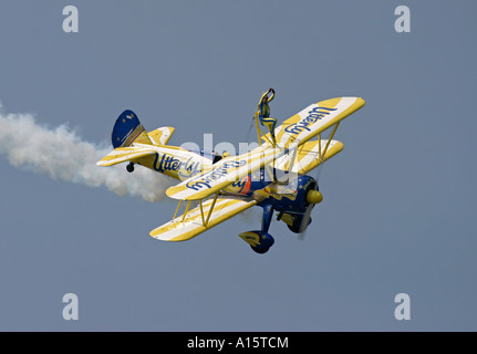 P17 Boeing Steerman with wing walkers Stock Photo