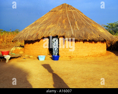 The village of Dembel Jumpora in the country of Guinea Bissau is shown. Guinea Bissau is ranked as one of the poorest nations Stock Photo