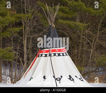 Indian tepee in the snow. Stock Photo