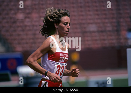 Digital stock image of Mary Decker Slaney running in track meet Stock Photo