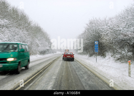 winter traffic in Scandinavia Stock Photo