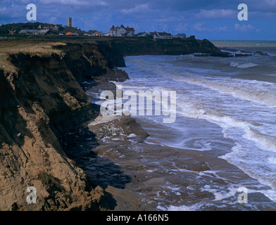 Rising sea levels causing coastal erosion on soft coast Happisburgh Norfolk England UK Stock Photo